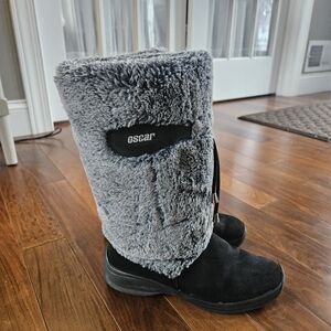 Oscar Sport Gray and Black Fur Boots